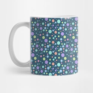 Rainbow Pastel Polka Dot on Dark Blue Mug